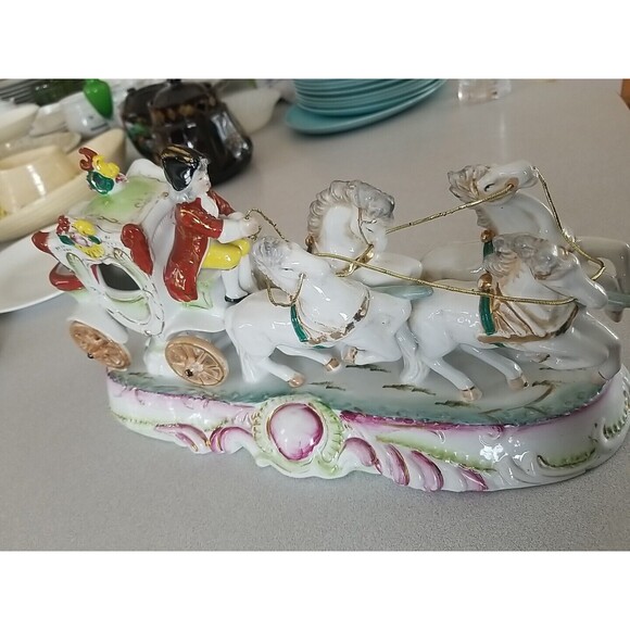 French Porcelain Carriage Figurine Vintage